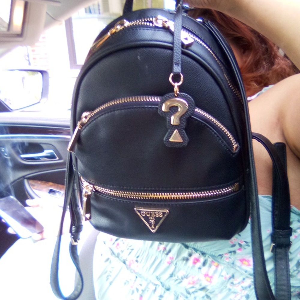 Guess,mini backpack , black gold hardware